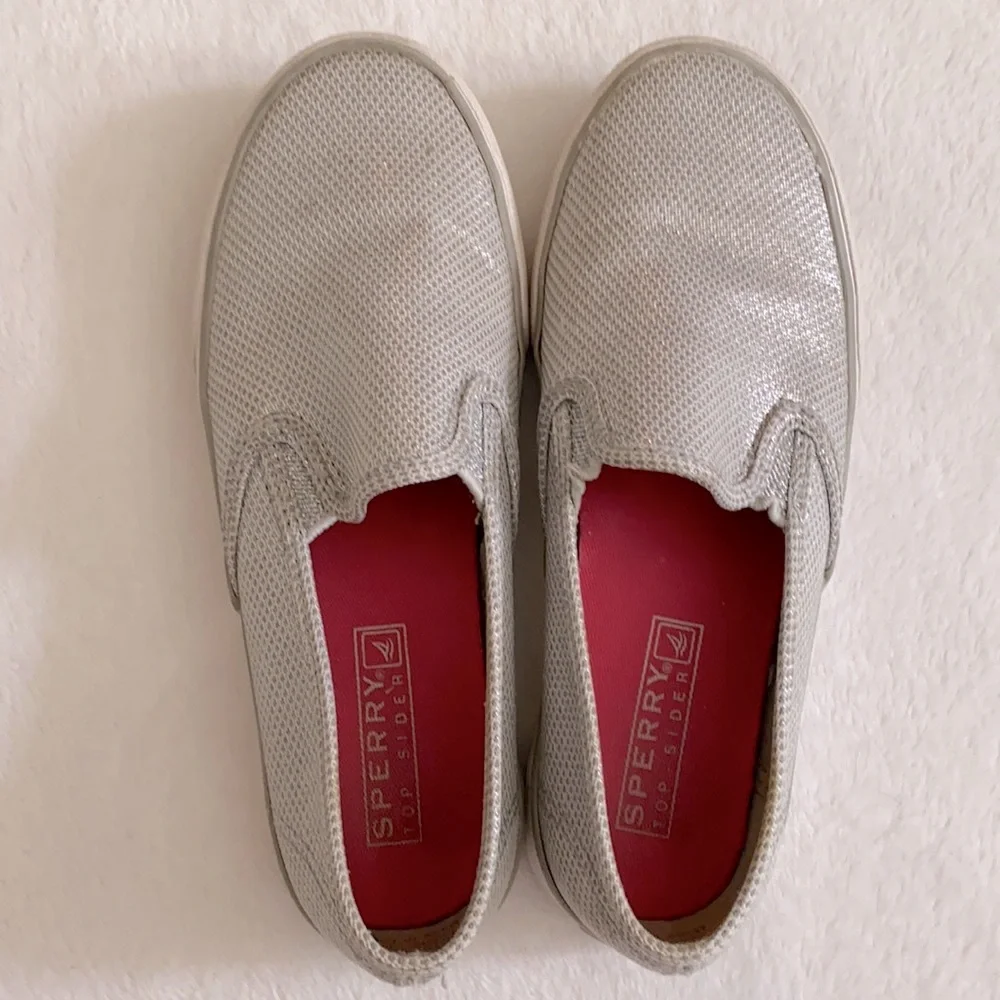 Sperry | Top-Sider Seaside Slip On Mesh Sneaker YG54592 Silver Metallic (1.5) - Picture 15 of 16